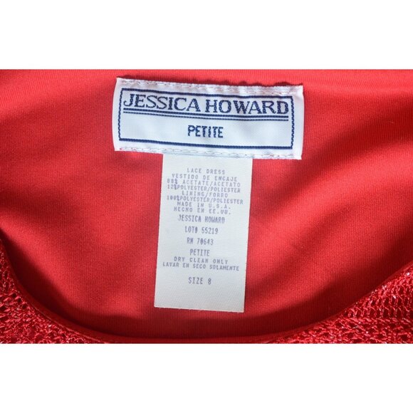 Deadstock y2k Jessica Howard Red Crochet Overlay Maxi Dress Size 8 Holiday Party - Picture 4 of 7